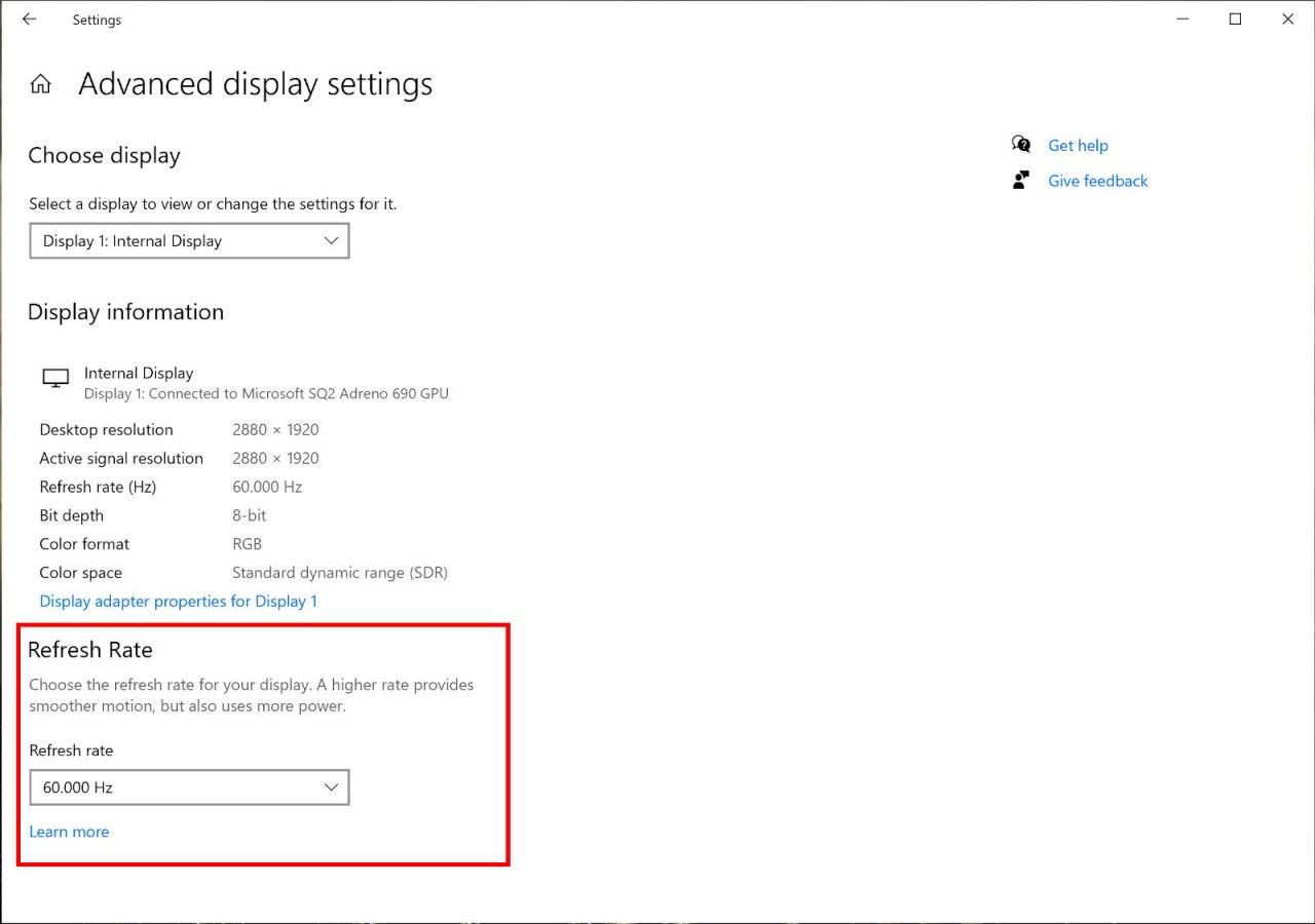 Windows 10获得屏幕刷新率设置，增强了搜索功能