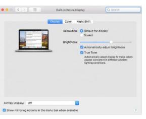 ​新的MacBook Pro True Tone功能可与LG UltraFine和Thunderbolt显示器一起使用
